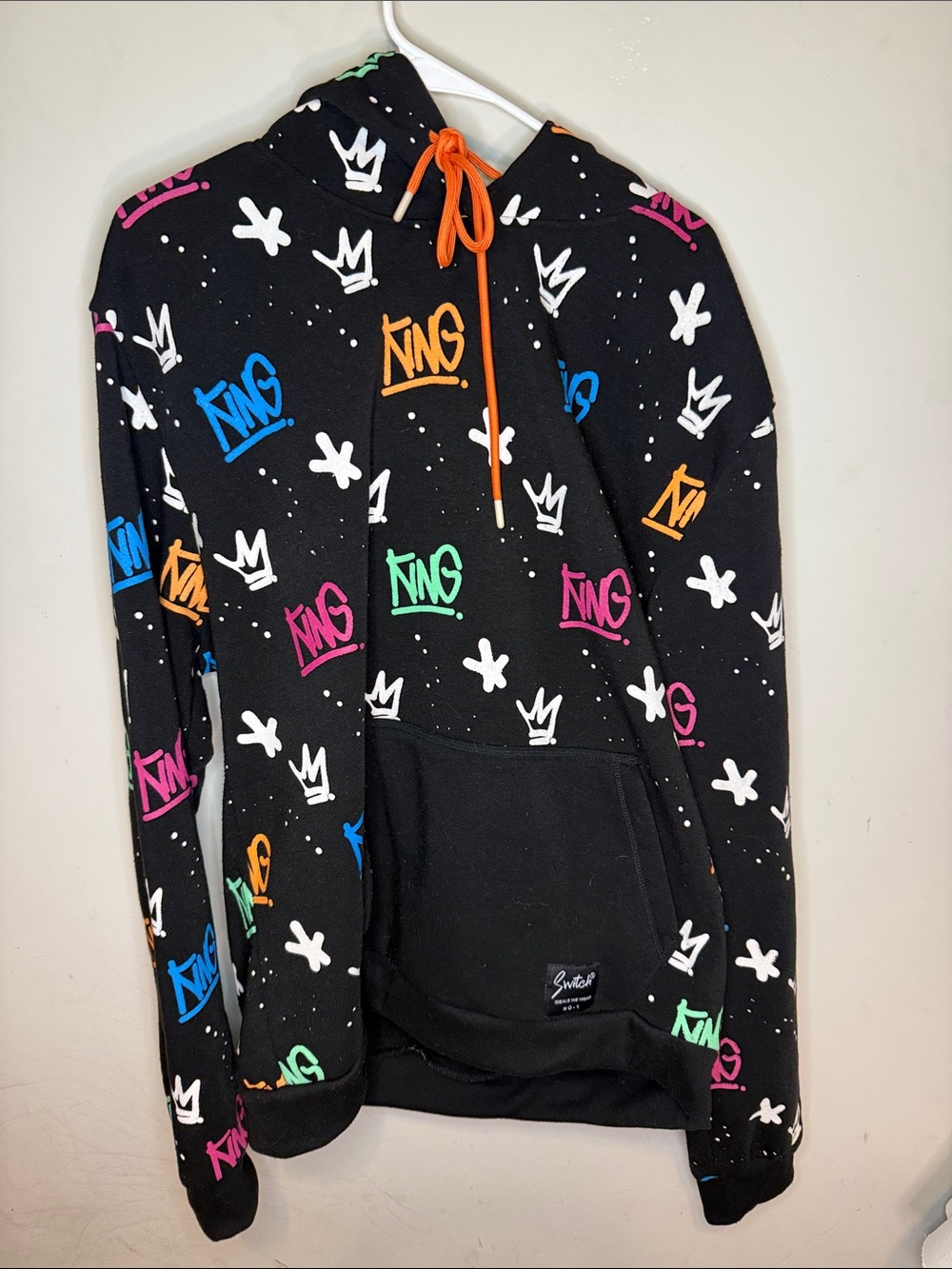 Switch Black Graphic Hoodie with Multicolor Graffiti Print